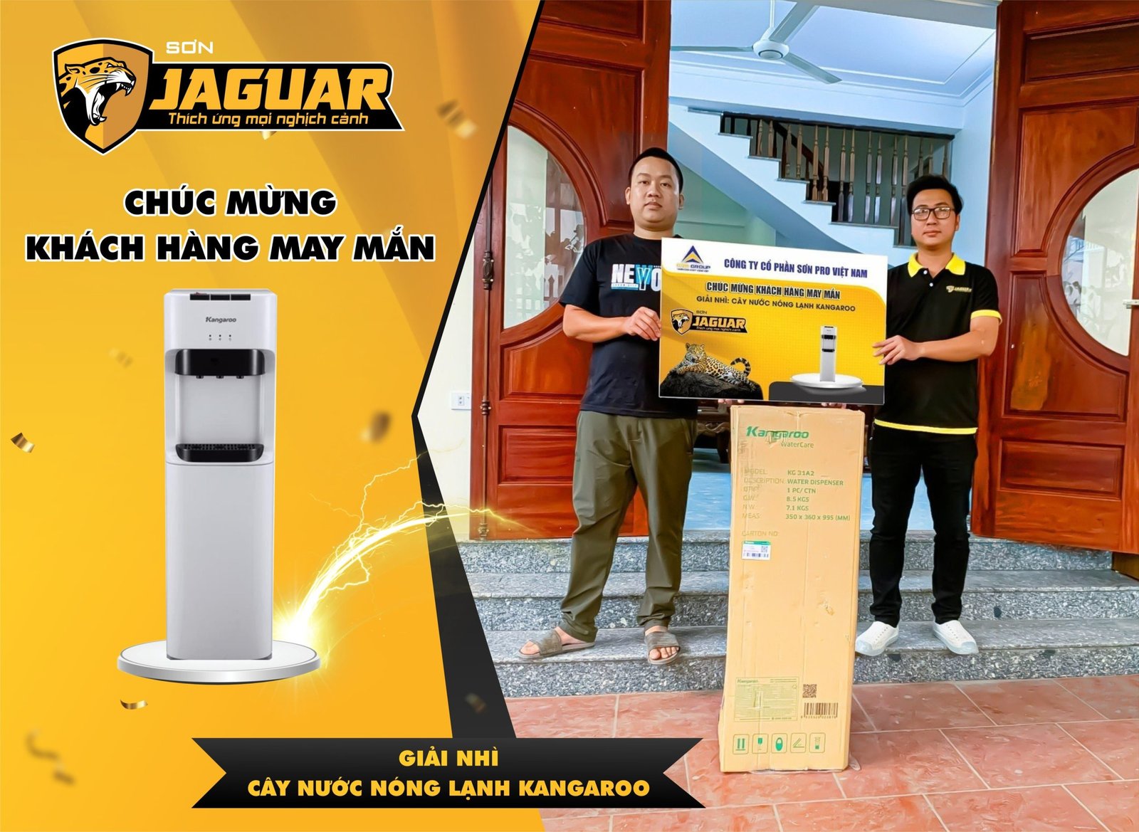 Chúc mừng khách hàng trúng Giải Nhì – Cây nước nóng lạnh Kangaroo