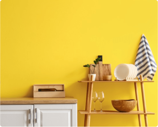 Kitchen with yellow walls