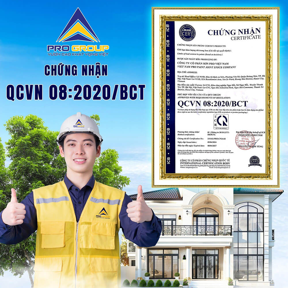 Công ty Cổ phần Sơn PRO Việt Nam đạt chứng nhận hợp quy hàm lượng chì QCVN 08:2020/BCT