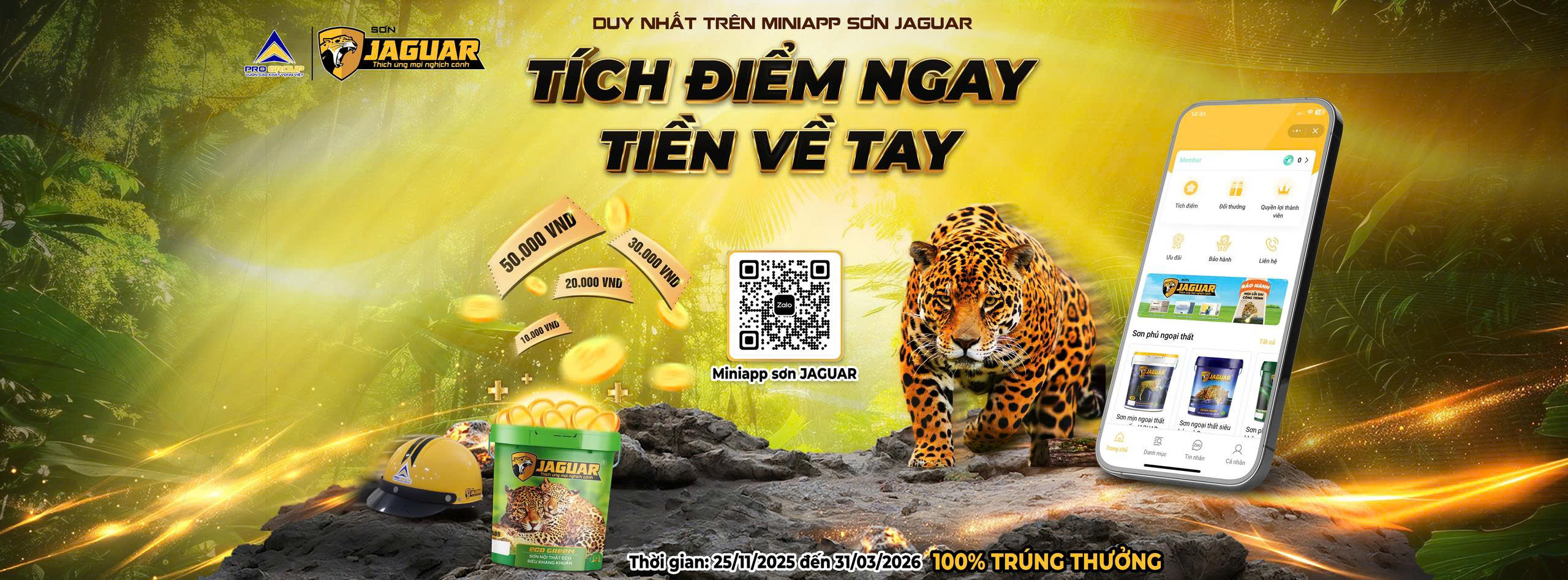 📢📢 CHƯƠNG TRÌNH KHUYẾN MẠI: “TÍCH ĐIỂM NGAY – TIỀN VỀ TAY” TRÊN ZALO MINIAPP JAGUAR CHÍNH THỨC KHỞI ĐỘNG!