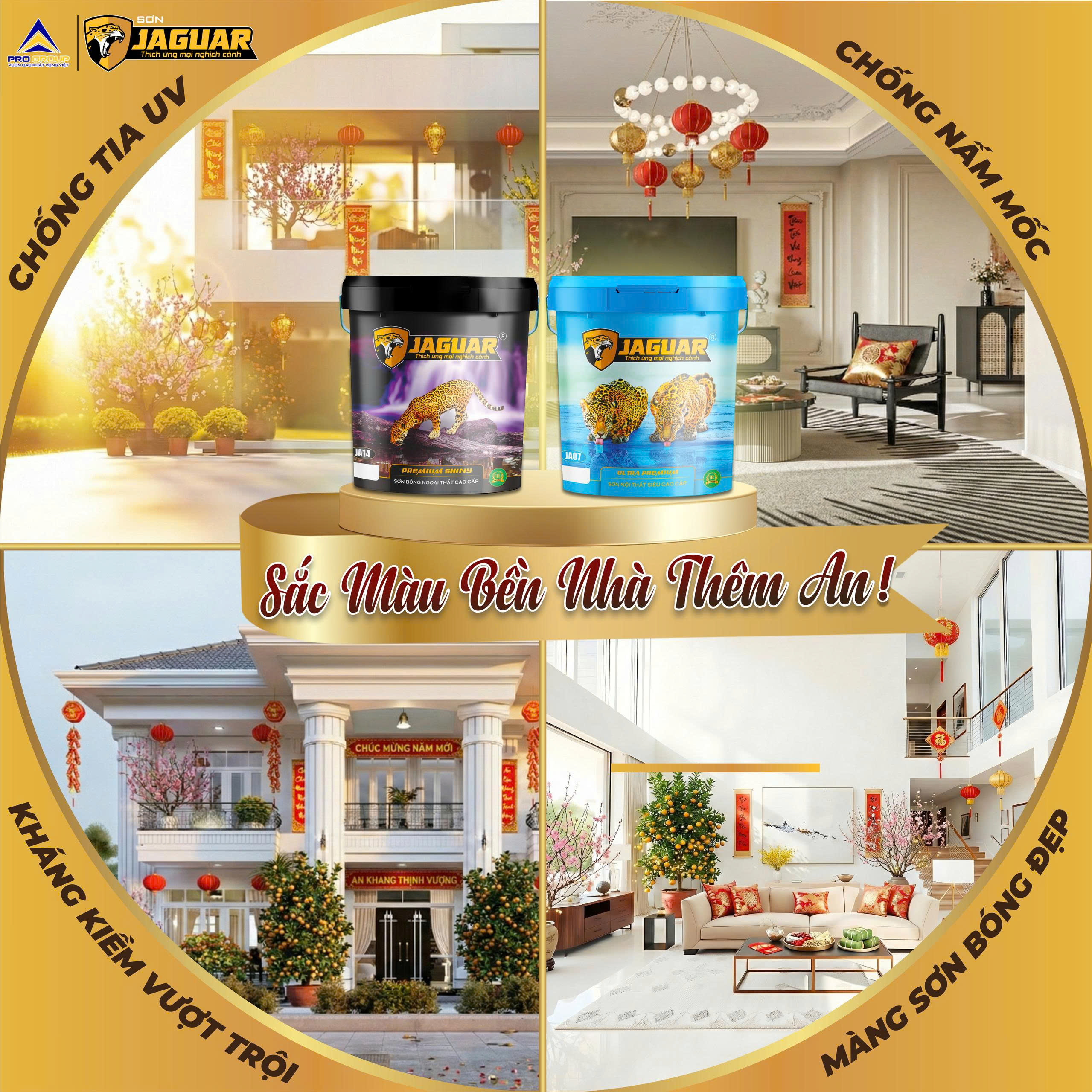 SƠN JAGUAR – SẮC MÀU BỀN, NHÀ THÊM AN, ĐÓN TẾT RỘN RÀNG VỚI CẶP ĐÔI SƠN CAO CẤP JA07 & JA14