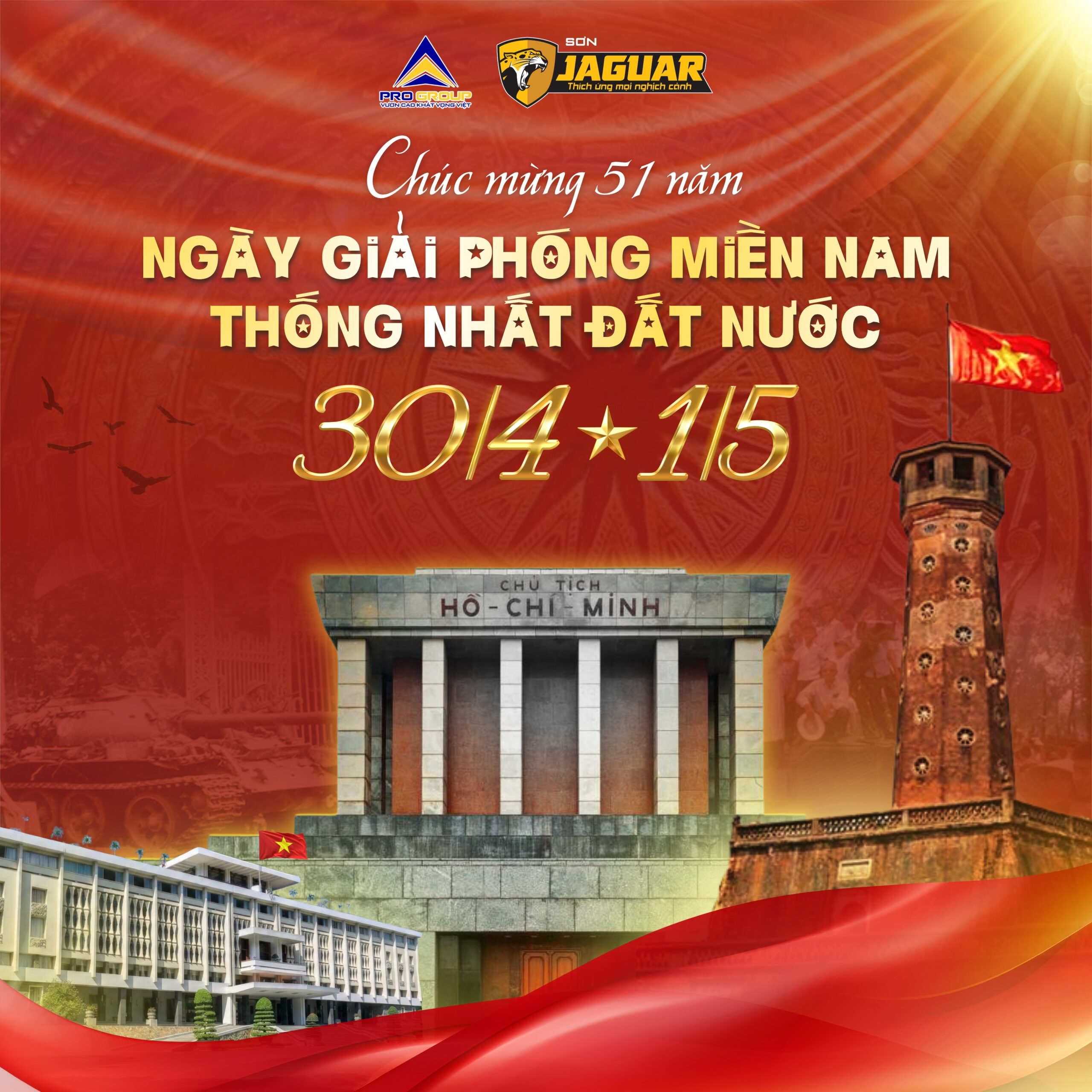 CHÚC MỪNG 51 NĂM GIẢI PHÓNG MIỀN NAM – THỐNG NHẤT ĐẤT NƯỚC